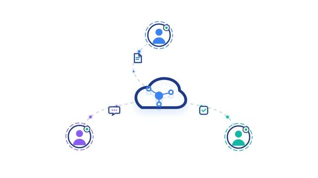 Cloud Computing and Remote Team Collaboration Animation
