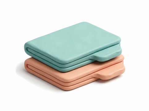 3D Illustration of Pastel Clay Folders for Digital Data Management and Office Organization
