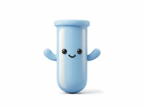 3D Illustration of Cute Science Test Tube Character for Laboratory Education and Research