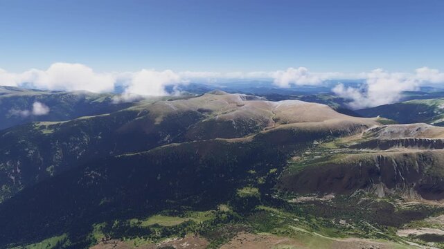 Aerial drone shot of Pic de la Dona Mountain in Mantet. France