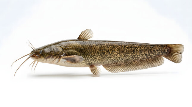 Isolated freshwater catfish side view on transparent background for aquarium design and fishing projects