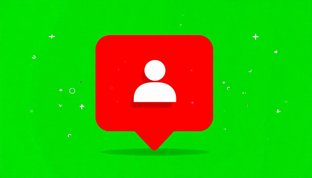 Animated Red Notification Icon with Person Silhouette on Green Screen Background for Social Media and User Interface Design