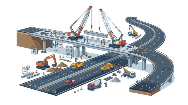 Highway Overpass Construction Site