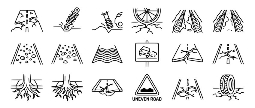 Road Damage Icons Set