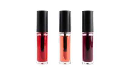 Three glossy liquid lip gloss tubes