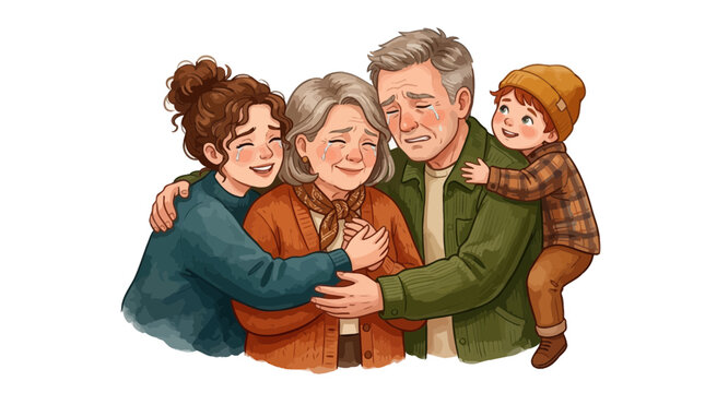 Multigenerational Family Embracing with Emotional Expressions