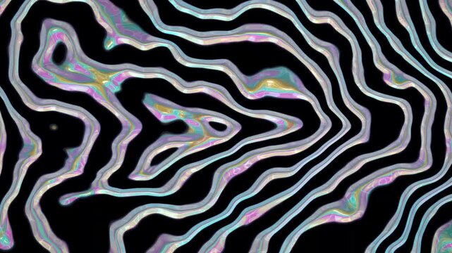 Abstract holographic liquid lines animated loop background footage 4K