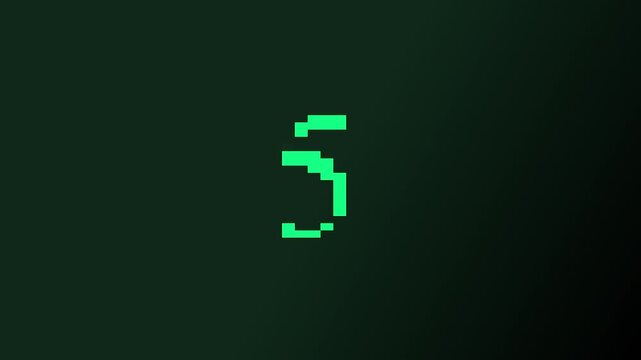Numbers counting down on dark screens with green digital font for concept of time or progress