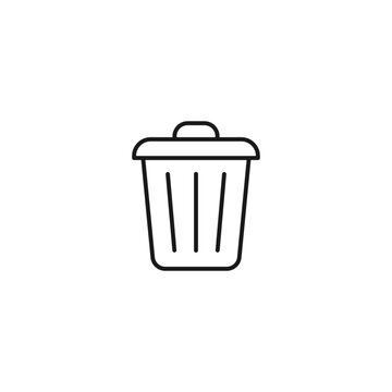 Minimalist waste bin line icon for garbage disposal, sanitation and waste management.