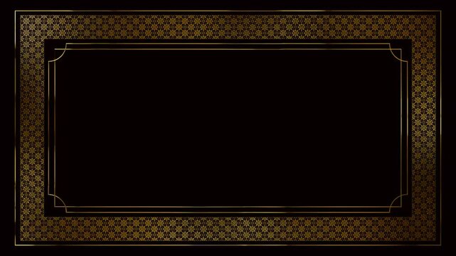gold picture frame with seamless pattern on the green screen background