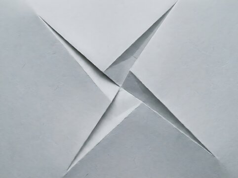 Geometric paper folded into symmetrical star shape design on light surface