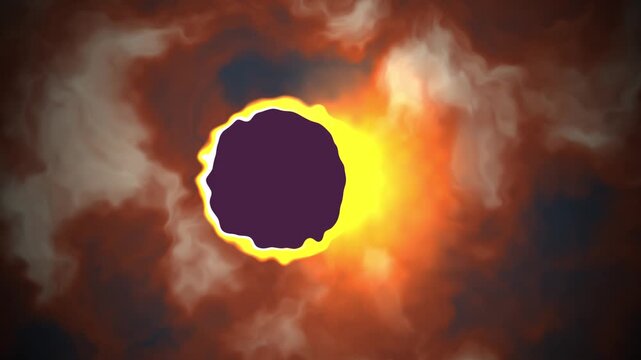 Solar eclipse animation showing glowing corona ring background