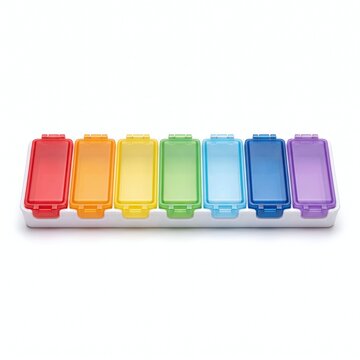 7 day rainbow pill organizer box isolated on white background - ai generated