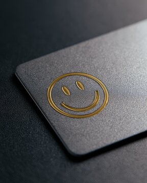 Metallic bank card with a smiley face