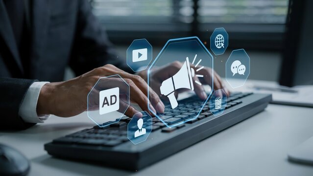 Digital marketing strategy and online advertising concept