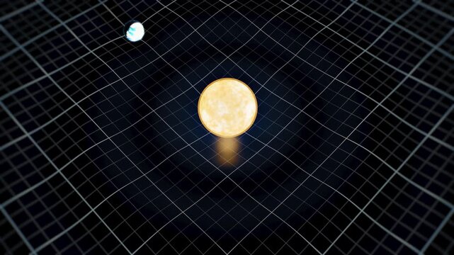 Gravity Well Spacetime Curvature Sun and Earth Orbit Animation