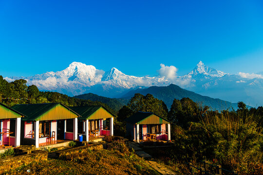 Himalayan mountain landscapes in Nepal featuring the country&rsquo;s eight 8000-metre peaks, including Mount Everest, Kangchenjunga, Lhotse, Makalu, Cho Oyu, Dhaulagiri I, Manaslu and Annapurna I, with snow