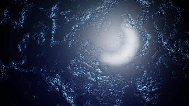 Abstract blue liquid surface with glowing light animation background 4K