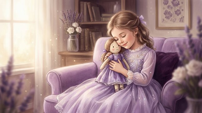 Girl hugging doll