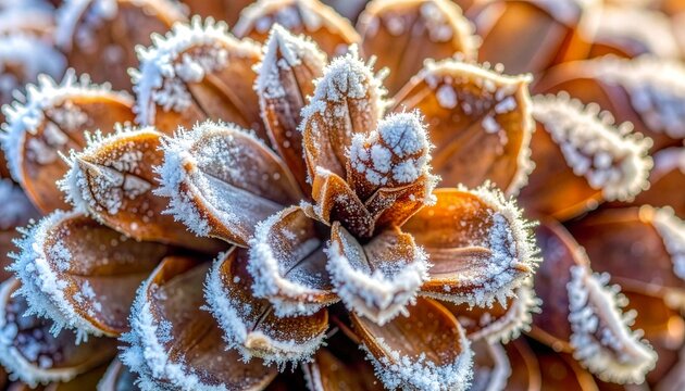 Frost Covered Pine Cone Abstract Texture Background