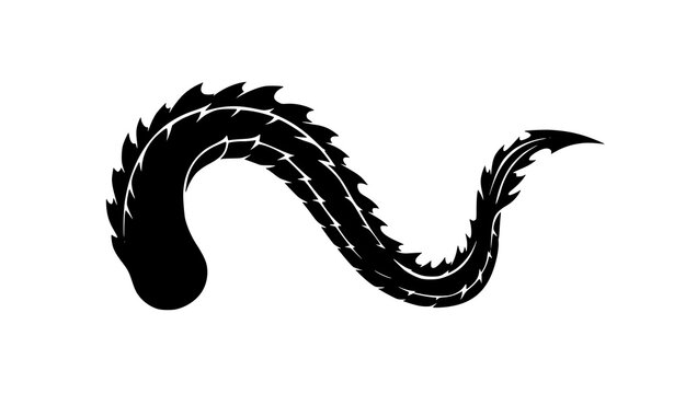 Fantasy dragon tail silhouette flat vector symbol isolated on white background