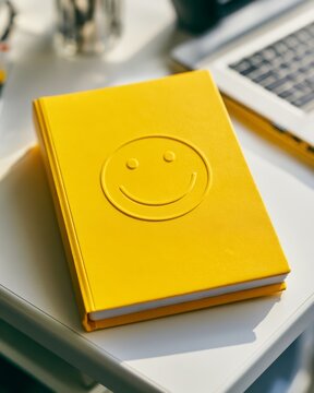 Office folder with a smiley face on an executive desk