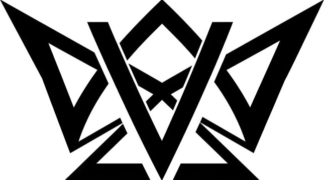 Sharp black geometric tribal symbol on white.