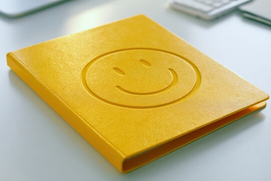 Office folder with a smiley face on an executive desk