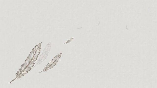 Isolated feather illustration with floating feathers in minimalist style