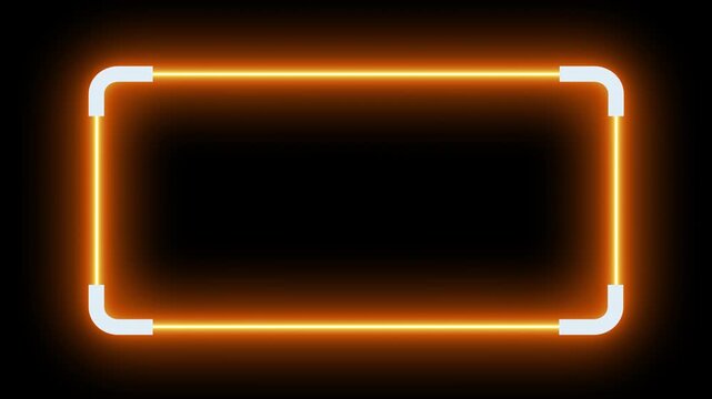 Overlay frame with a glowing orange neon rectangular alpha channel border ideal for adding a vibrant touch to digital designs and social media graphics.