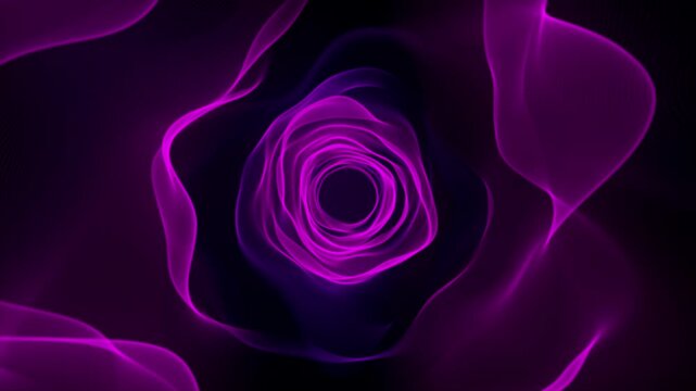 Purple Neon Abstract Tunnel With Flowing Glowing Waves Creating A Futuristic Digital Vortex Background