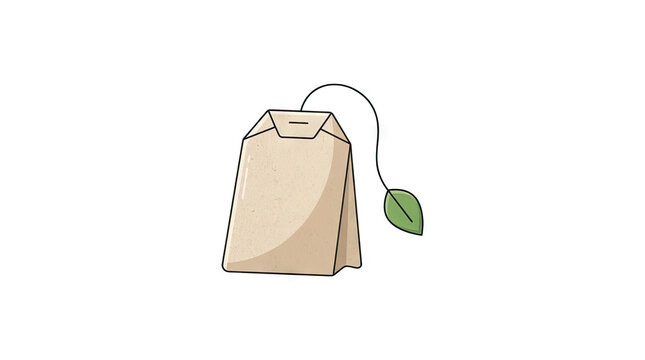 Tea bag with leaf tag illustration.