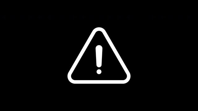 Warning Alert Icon Animation 4K Horizontal Alpha Channel Video