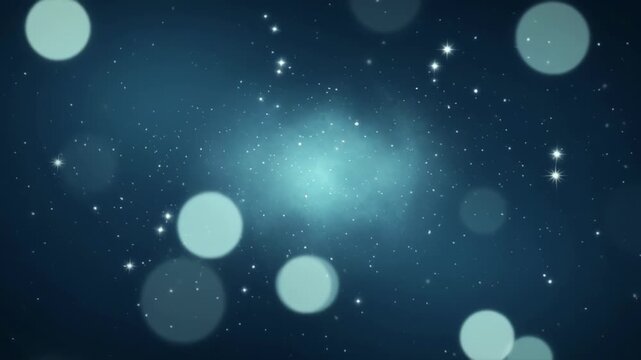 Sparkle blue background graphic with soft light, star field glow, abstract mood, and bokeh in blue tone for elegant festive cosmic design