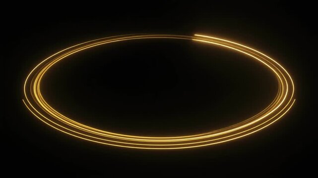 Ultra realistic gold light trail arcs between two fixed points against dark space, with emerald highlights and open negative space, creating futuristic technology background for commercial design use.