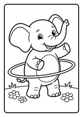 Fototapeta premium Cute animal activity coloring pages featuring adorable original animals enjoying fun everyday activities, designed with bold clean outlines and simple shapes for children.