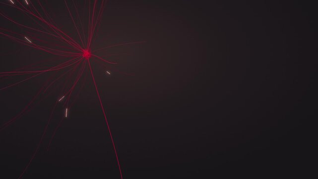 Fireworks display exploding with red light trails against dark night sky b-roll