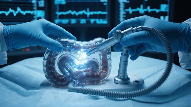 Futuristic Medical Procedure 4K Close-up Of Laparoscopic Surgery