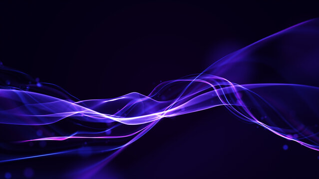 Purple Glowing Waves Flow Across A Dark Abstract Background With Futuristic Neon Light And Elegant Copy Space, Background 3d Rendering
