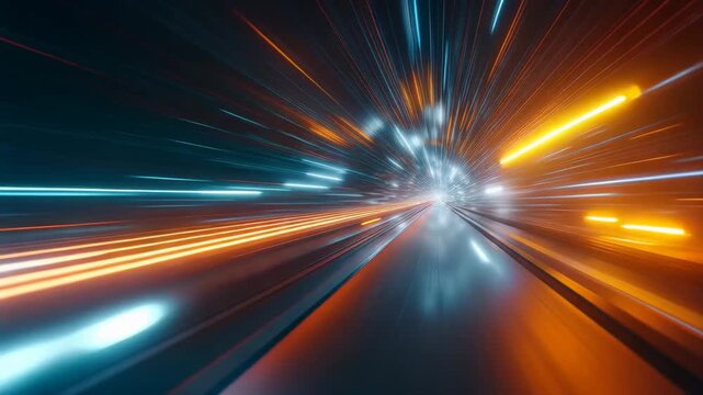 High Speed Motion with Blue and Orange Light Trails
