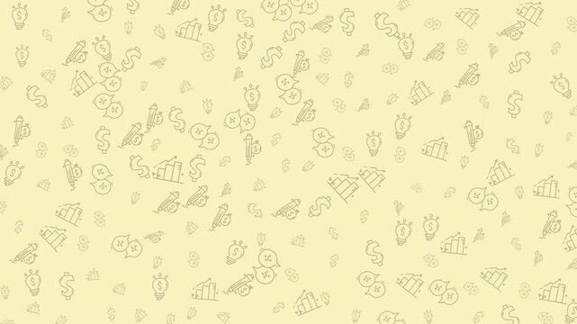 Abstract business pattern with lightbulb dollar graph pencil and speech bubble icons