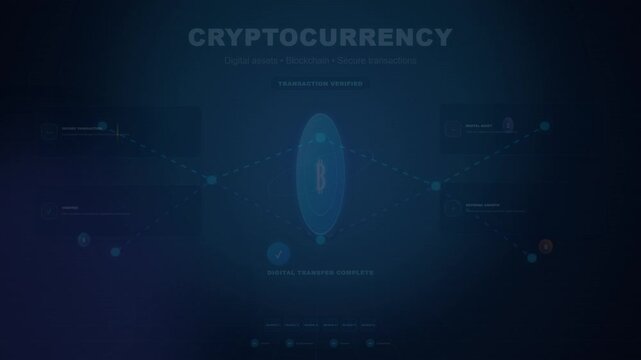 Digital Cryptocurrency Bitcoin Blockchain Technology Futuristic Neon Glow