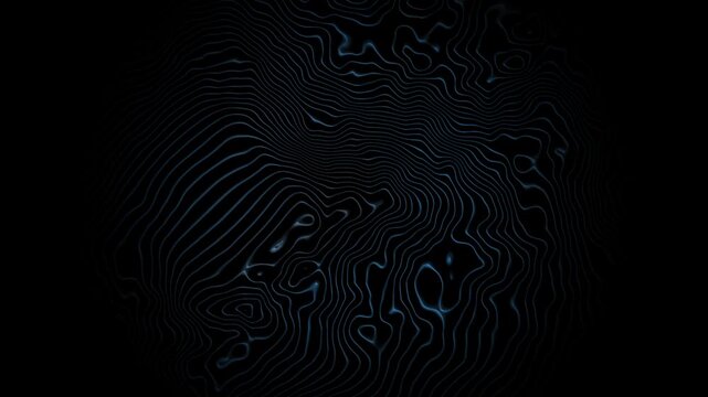 Abstract blue topographic contour lines flowing seamlessly on dark background animation 4K loop