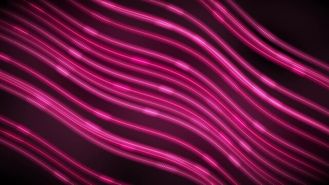 Pink abstract wave light lines loop background high tech motion animation 4K