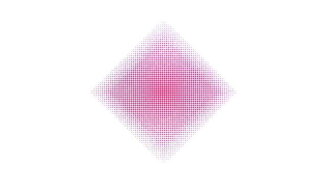 A diamond shape with a purple and pink gradient, made of a grid of small squares, isolated on a transparent background for