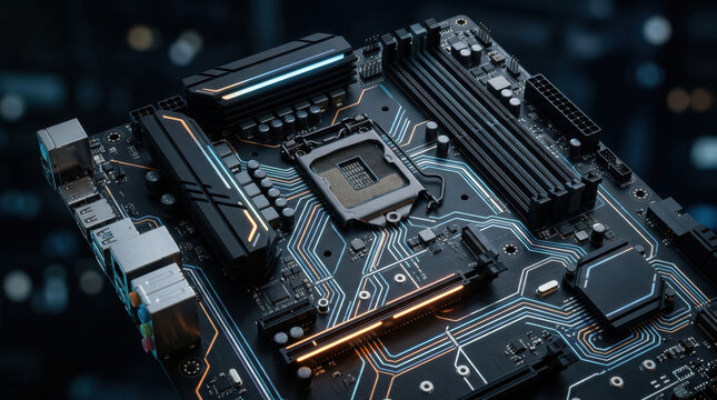 Urban smart cities planning technology circuit board closeup electronic component innovation