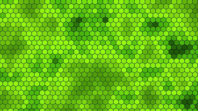 Abstract green hexagonal pattern background with vibrant lime and emerald shades creating a modern digital geometric texture