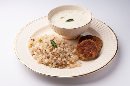 sabudana khichadi, or usal, made with sago pearls for fasting during festivals in Maharashtra