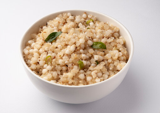 sabudana khichadi, or usal, made with sago pearls for fasting during festivals in Maharashtra