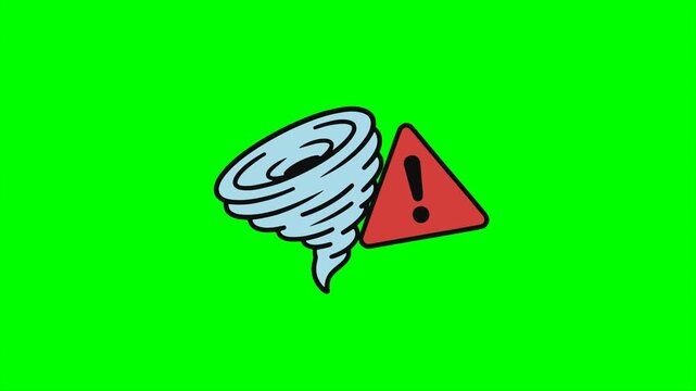 hurricane thunderstorm cyclone warning sign alert notification warning danger animation HD 4K